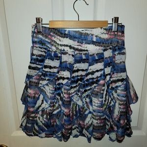 Vanity polyester abstract design ruffle skirt